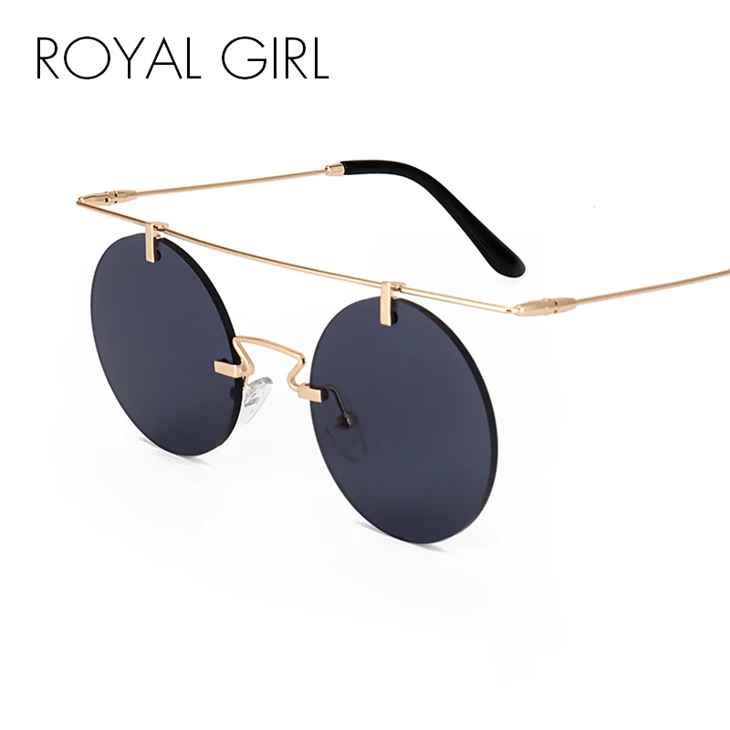Королевская девушка Круглые Солнцезащитные очки женские очки без оправы модные плоские женские винтажные очки летние ss242