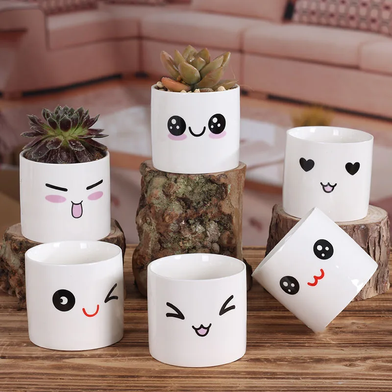 

Hot fashion cute face doll ceramic pots