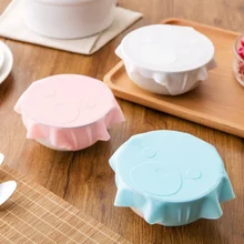 Cartoon Pattern Stretch Silicone Lid Reusable Fresh-keeping Food Storage Covers Fit Various Sizes Food Grade Silicone