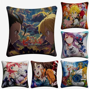 

Nanatsu No Taizai Anime Soft Cotton Linen Cushion Covers 45x45cm Vintage Pillowcase For Sofa Home Decoration Almofada