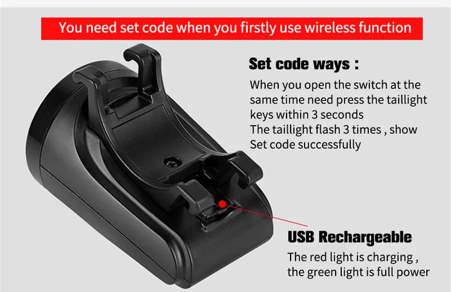 Велосипедный задний фонарь USB Перезаряжаемый велосипедный светодиодный звуковой сигнал, беспроводной пульт дистанционного управления