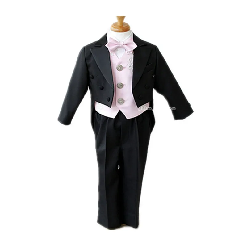 BBWOWLIN New toddler baby boys black tuxedo clothing set formal birthday party wedding dress for