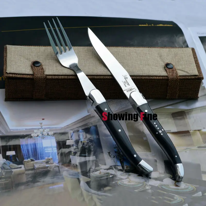 Similar Laguiole Stainless Steel Dinner Knife and Fork with Layerwood