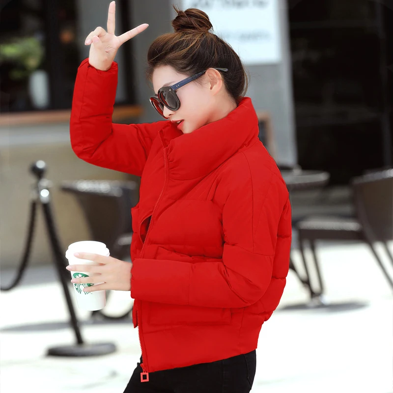 2018 Women Winter Jacket Stand Collar With Two Big Pocket Female Coat Cotton Padded Womens Casaco Feminina Inverno Warm 2018 Women Winter Jacket Stand Collar With Two Big Pocket Female Coat Cotton Padded Womens Casaco Feminina Inverno Warm