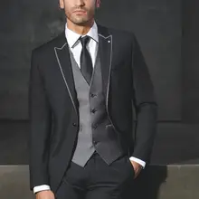 Индивидуальный заказ, приталенный черный арабский костюм на одной пуговице для свадебной церемонии свадебный смокинг(пиджак+ брюки+ жилет+ галстук