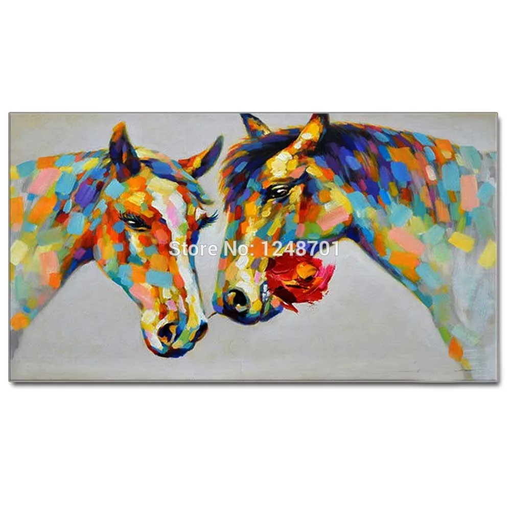 

Hand Painted Modern Abstract Colorful Horse Oil Painting On Canvas Abstract Horse Wall Picture Living Room Home Wall Decor Art