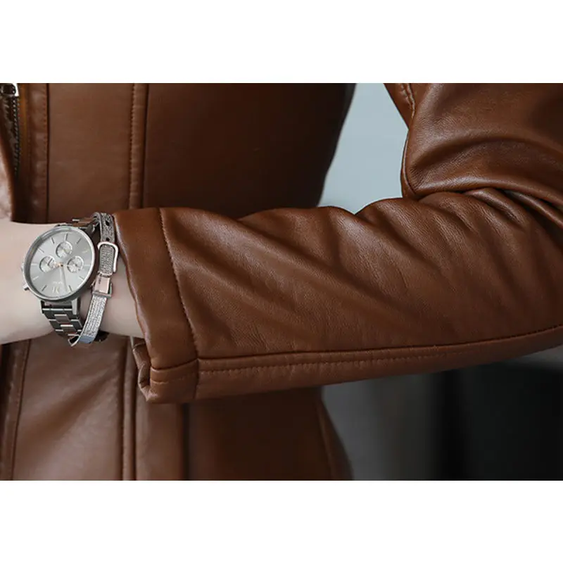 2018 Vêtements Hiver Veste En Femmes Nouveau Mince Col wine coffee Extérieur Manteau Élégant Vintage Fourrure Black Chaud De Red Cacaso Ac272 Automne Maman Cuir rZnFxr7Wp