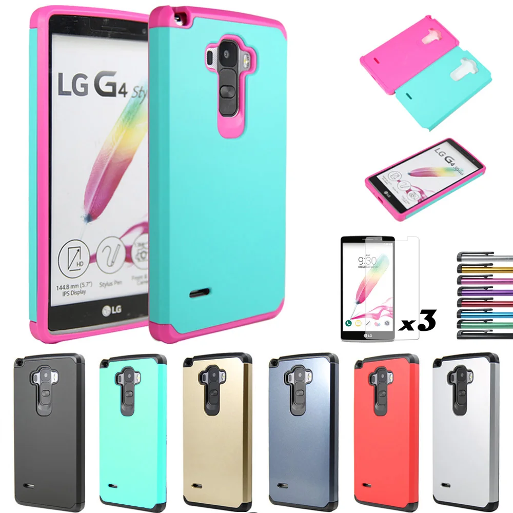 Para LG Stylus/G4 nota/G Stylo LS770 Anti knock armadura de híbridos de doble capa cubierta dura con Protector de pantalla (no para LG G4)|case cover|cover coversstylo g - AliExpress