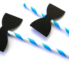 Индивидуальный заказ Дешевые галстук-бабочка соломинки для напитков-вечерние свадьбы, помолвки, дети день рождения, для девичника соломы