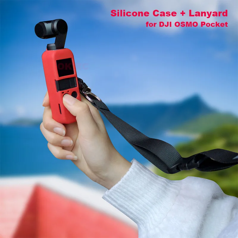

OSMO Pocket Silicone Cover with Strap Soft Silicone Gel Case Cover for DJI OSMO Pocket Gimbal Anti-Lost Neck Strap Wrist Lanyard