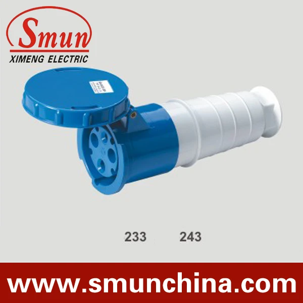 

125A 220V 2P+E industrial female connector 3pins with CE ROHS 1 year warranty
