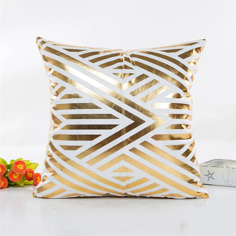 Bronzing Cushion Cover Geometry Pineapple Printed Pillow Case Cover Luxury Sequin Gold Bedroom Home Sofa Decorative Pillowcase (5)