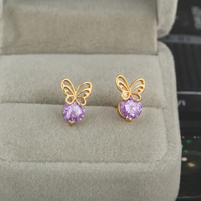 Niños Niñas Pequeño rojo o púrpura del Rhinestone corazón pendientes de Clip en