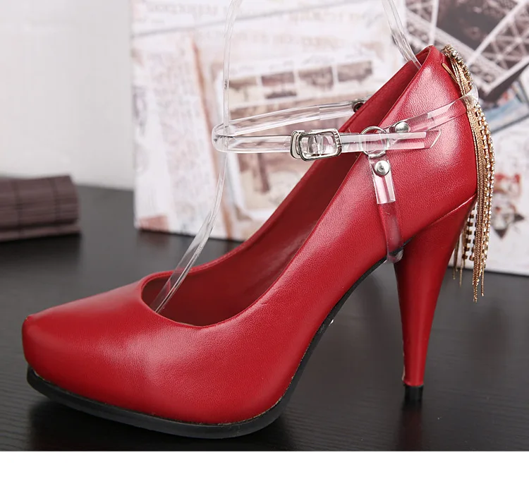 1 пара Для женщин кожаный шнурок для обуви на высоком каблуке анти-скользящая обувь с пряжкой аксессуары для обуви с регулируемыми