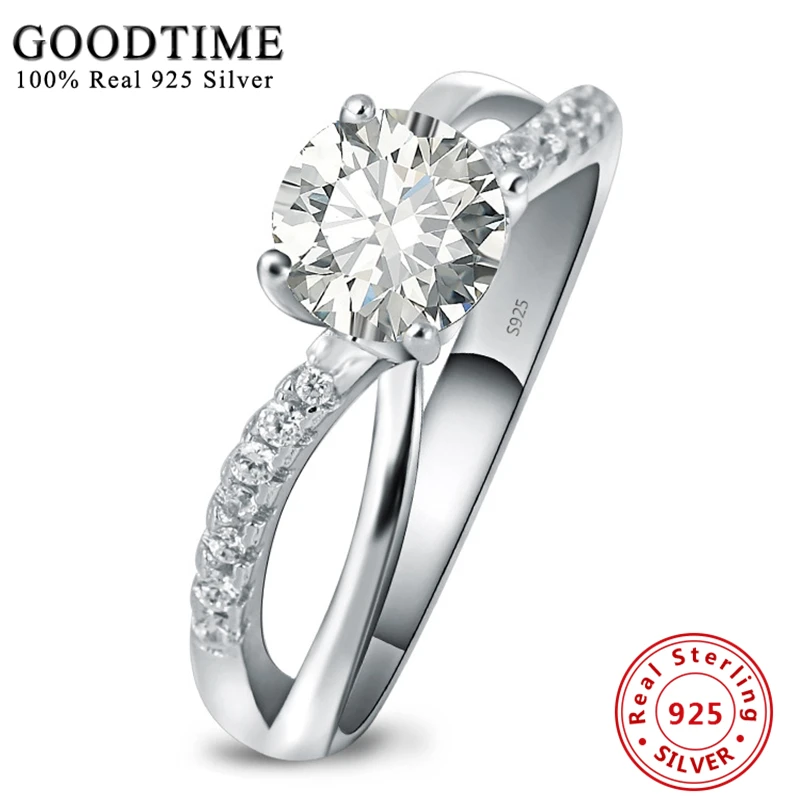 100% 925 Sterling Silver Jewelry Pure 925 Silver Rings Filling Zirconia Wedding Rings For Women Anniversary Couple Gift GTR042