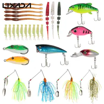 

Lixada 28pcs This fishing lure kit Set Crankbaits Popper VIB Soft Baits Spinner Sequin Popper Crank Multi-section Soft Bait