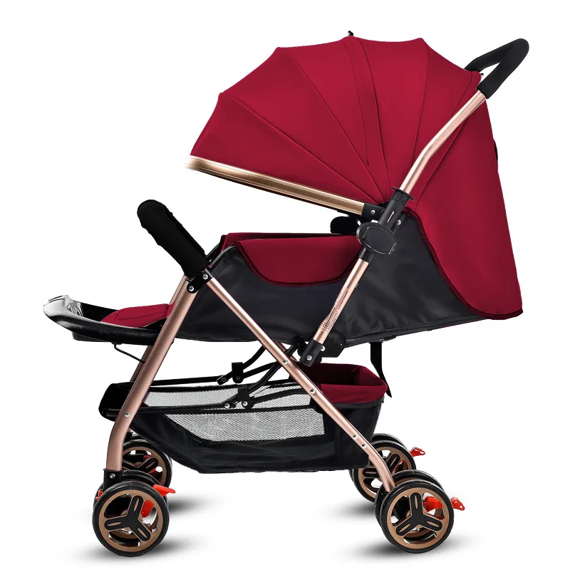 Легкая переносная коляска с высоким пейзажем, популярная коляска для мамы, прогулочная коляска с зонтиком, розовая коляска - Цвет: Wine red