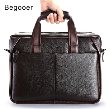 

Begooer Cow Genuine Leather Bag Business Men Bags Laptop Tote Briefcases Crossbody bags Shoulder Handbag Men's Messenger Bag