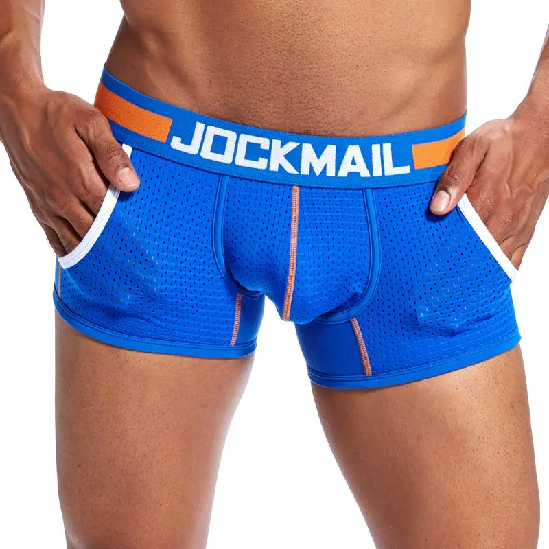 JOCKMAIL Брендовые мужские трусы-шорты из хлопка, сексуальное мужское нижнее белье, мужские трусы, легкие мужские трусы, шорты, сетчатые дышащие u-образные выпуклые сумки - Цвет: 02