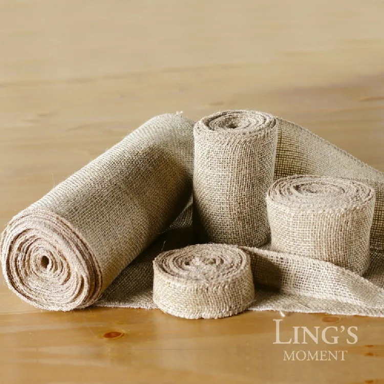 hot selling party decoration 15cm 10M natural jute hessian burlap ribbon rustic weddings belt strap floristry (2)