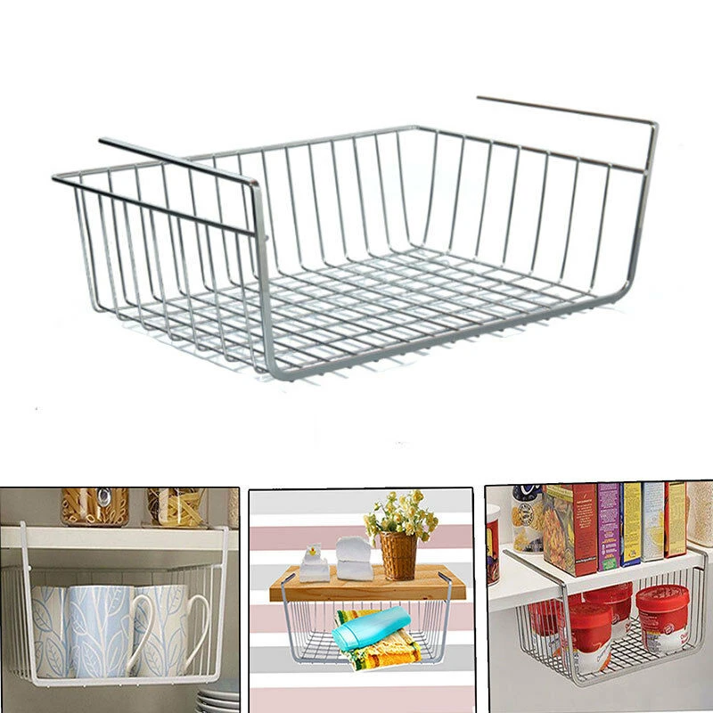 

Under Shelf Table Storage Basket Rack Desk Wire Cabinet Hanging Rack Organizer Home Store Goods File Books Storage Basket Box