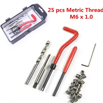 

25Pcs Metric Thread Repair Tool Insert Kit M6 x1.0 Helicoil Car Coil