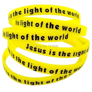 

100pcs Jesus is the Light of the World wristband silicone bracelets free shipping by FEDEX