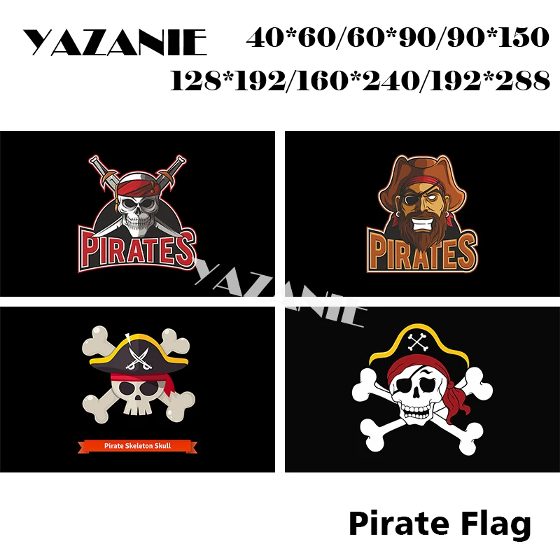 YAZANIE Any Size Custom Pirate Flag Halloween Jolly Roger Skull Flag Polyester Sabres Swords Flags And Banners Home Decoration