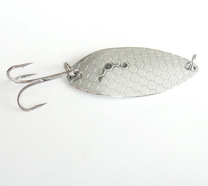 7PCS Fishing Fish Spoon Lure Treble Hook Spinner baits 12g Silver 5.4cm