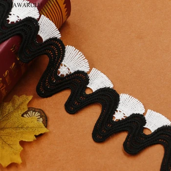 

15yard DIY 5.8CM Water soluble embroidered lace garments double color wave accessories children's accessories lace fabric cloth