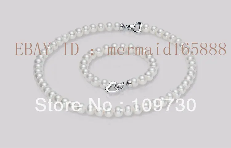 

Jewelry 00404 AAA 8-9mm White Set Akoya Cultured Pearl Necklace