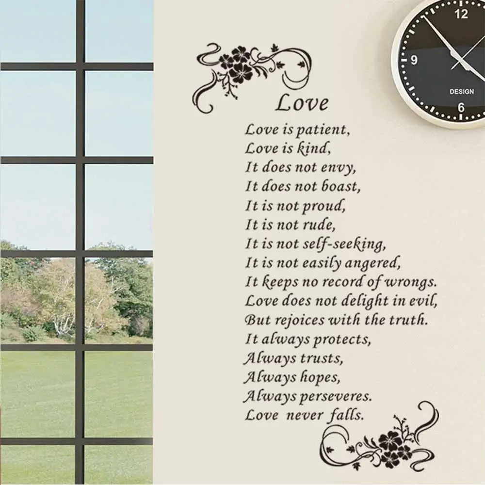 Liebe Englisch Text Muster Wandaufkleber Hochzeit Wohnzimmer