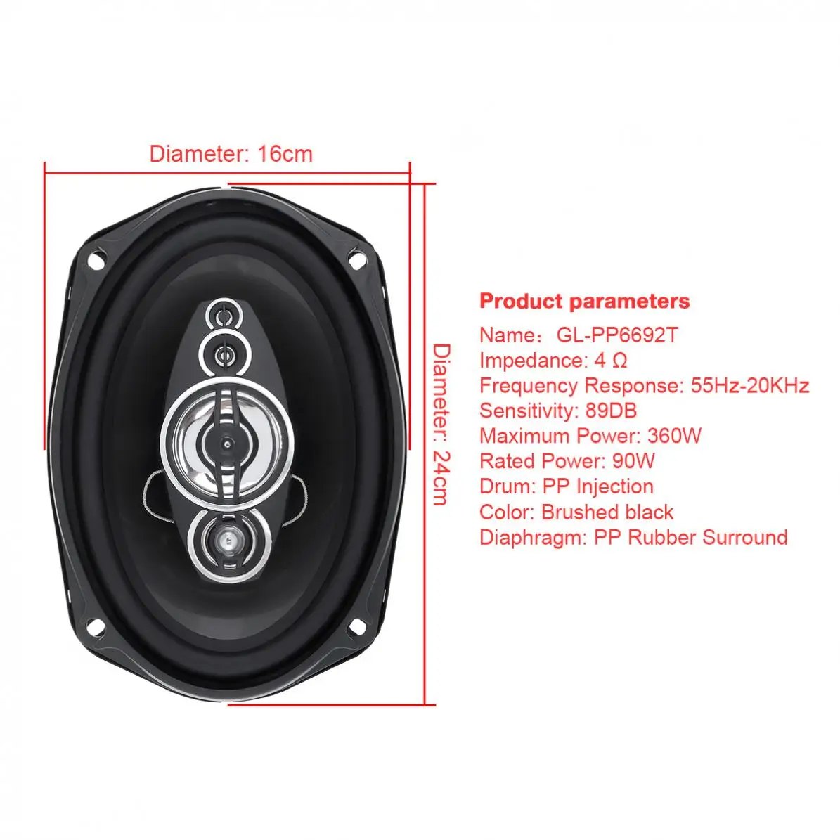 1Pair 6x9 Inch 360W 3 Way Car Coaxial Speaker Universal 12V Auto Audio Music Stereo Full Range Frequency Hifi Speakers