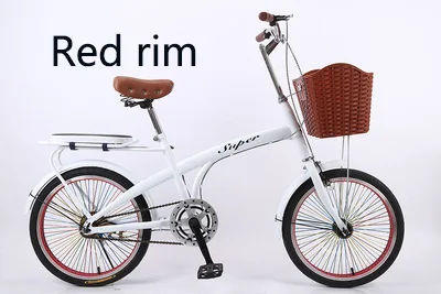 [Tb14] 20 дюймов взрослый большой мальчик светильник девочка принцесса леди с ребенком Досуг коммутируют одной скорости маленькое колесо велосипед - Цвет: RED RIM