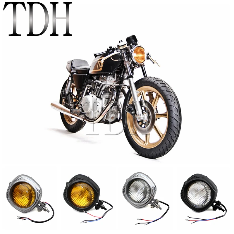 

Motorcycle 12V 60W High Low Beam 4.5" Polished Retro Headlight For Harley Custom Softail Scrambler Chopper Cafe Racer