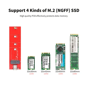 

USB3.1 Type-C NGFF(M.2) SSD Enclosure 10Gbps Faster Data Transfer Portable External Solid State Drive Support for 2260/2280 SSD