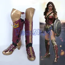 Супергерой Бэтмен против Супермен Чудо-Женщина Диана Принц высокие сапоги косплей кожаные туфли костюмы на Хэллоуин