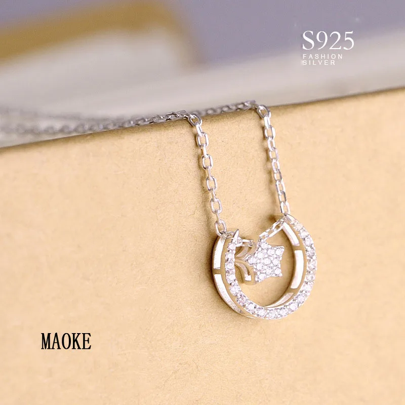 Акция S925 SV Звезда Луна ключица ожерелье для женщин модные подарки|clavicle necklace|fashion