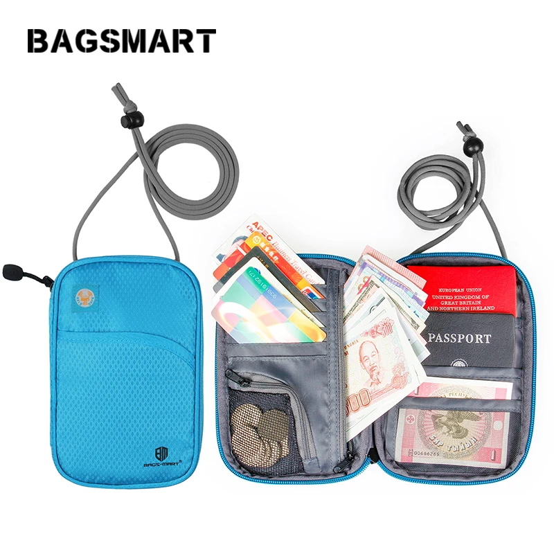 BAGSMART Mutifunction дорожный бумажник с отделением для паспорта Паспорт ID-карты держатель для карт органайзер для банковских карт сумка клатч кошельки на молнии Чехол кошелек