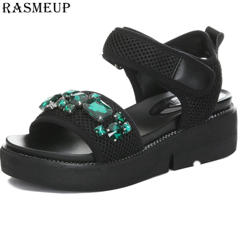 RASMEUP/Сандалии больших размеров женские сандалии-гладиаторы на плоской платформе г. Летние модные женские пляжные сандалии на массивном каблуке Женская обувь