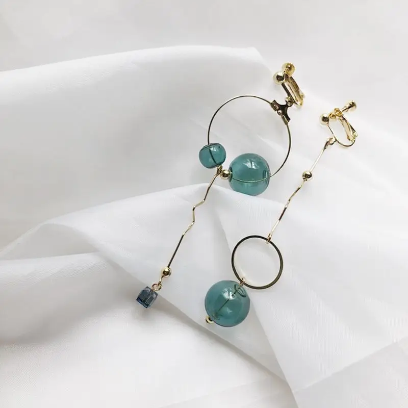 

1 Pair Creative Jewelry Gift Asymmetric Bubble Earrings Minimalism Simple Elegant Design Female Danglers