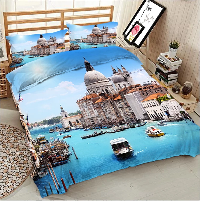 

Floating city 3d effect photo bed linen can be customized photo pattern