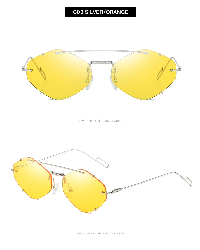 JackJad/ Модные солнцезащитные очки без оправы с полигоном в металлическом стиле, женские стильные солнцезащитные очки с заклепками, фирменный дизайн, солнцезащитные очки Oculos De Sol S9045