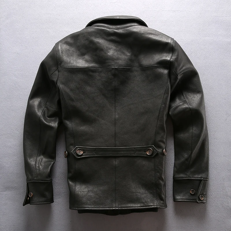 Promotion Read Description! Asian size genuine cow skin leather jacket mens vintage cowhide leather brakeman jacket