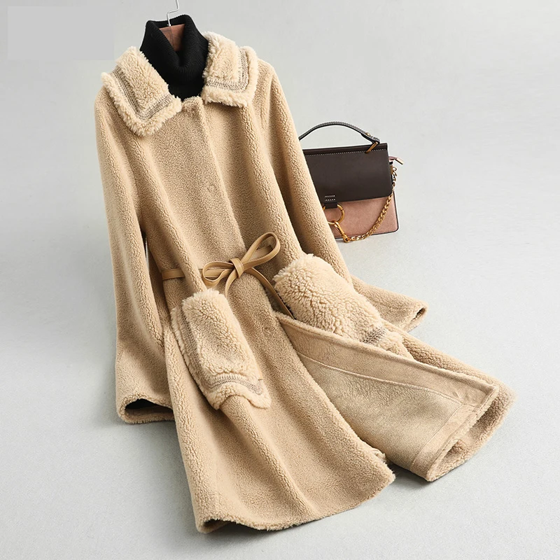 

Real Fur Coat Wool Jacket Autumn Winter Coat Women Clothes 2019 Korean Sheep Shearling Suede Lining Abrigo Mujer KQN59383 ZT3030