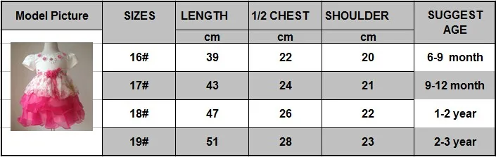 hot pink size chart