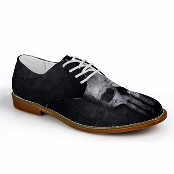 

Customized Black Cool Men Oxfords Shoes Casual Synthetic Leather Fashion Skull Pattern Men's Business Oxfords Shoes for Man