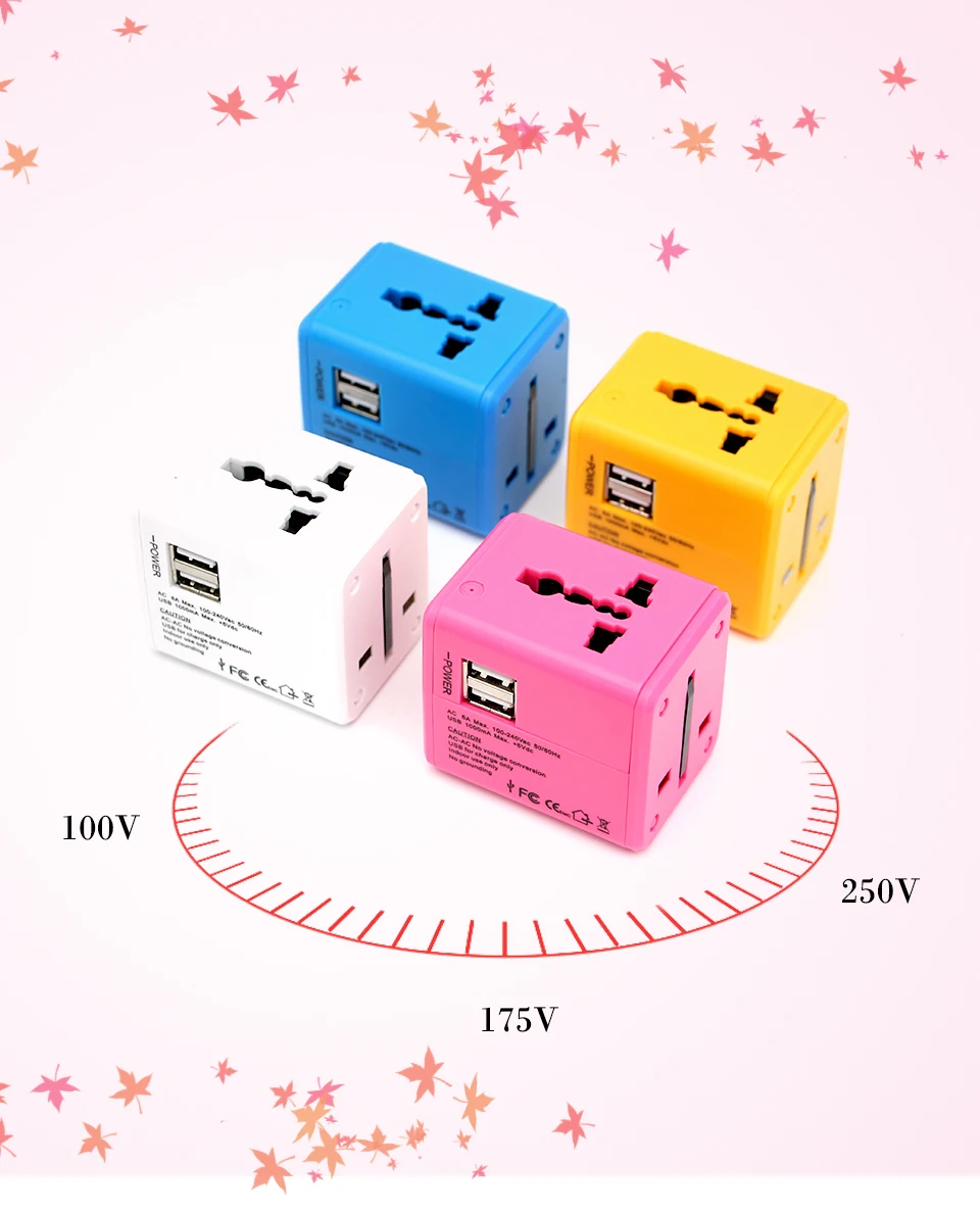 Pretty Electronic Universal Travel Adapter  Electric Plugs Sockets Converter USAUUKEUCN Dual USB Charging Electrical Power  (1)