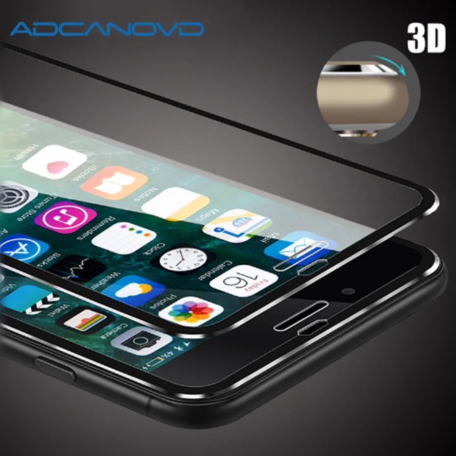 

3D full cover tempered glass for iphone 6 6s 7 8 plus aluminum alloy screen protector protective glass for iPhone x 5 5s se