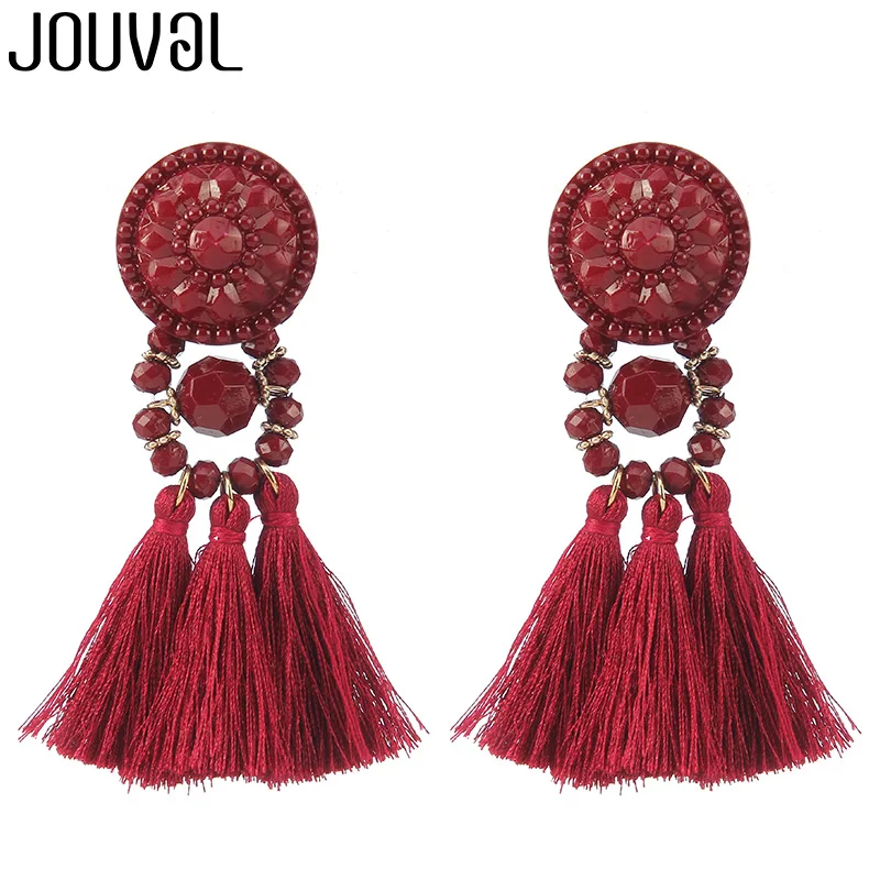 JOUVAL Серьги-кисточки женские массивные ювелирные изделия для женщин модный бренд Богемия большие длинные висячие серьги с бахромой винтажные - Окраска металла: E1268-12